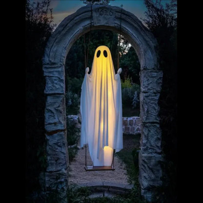🎃 Halloween Special –  👻 Swinging Ghost with Lights ✨ Perfect for Yard Spooky Fun!