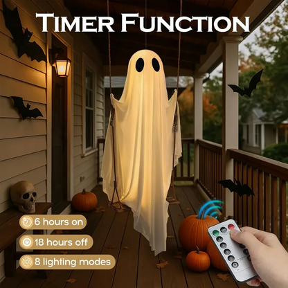 🎃 Halloween Special –  👻 Swinging Ghost with Lights ✨ Perfect for Yard Spooky Fun!