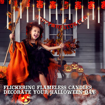 🕯️ 20PCS Floating LED Candles with Wand Remote – Flickering Flameless Lights for Halloween Indoor Decor & Gifts