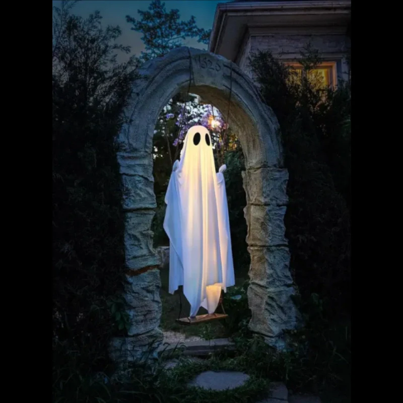 🎃 Halloween Special –  👻 Swinging Ghost with Lights ✨ Perfect for Yard Spooky Fun!